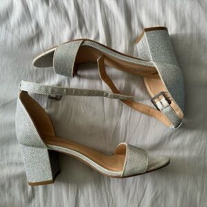 Time and Tru Silver Block Heel Sandals